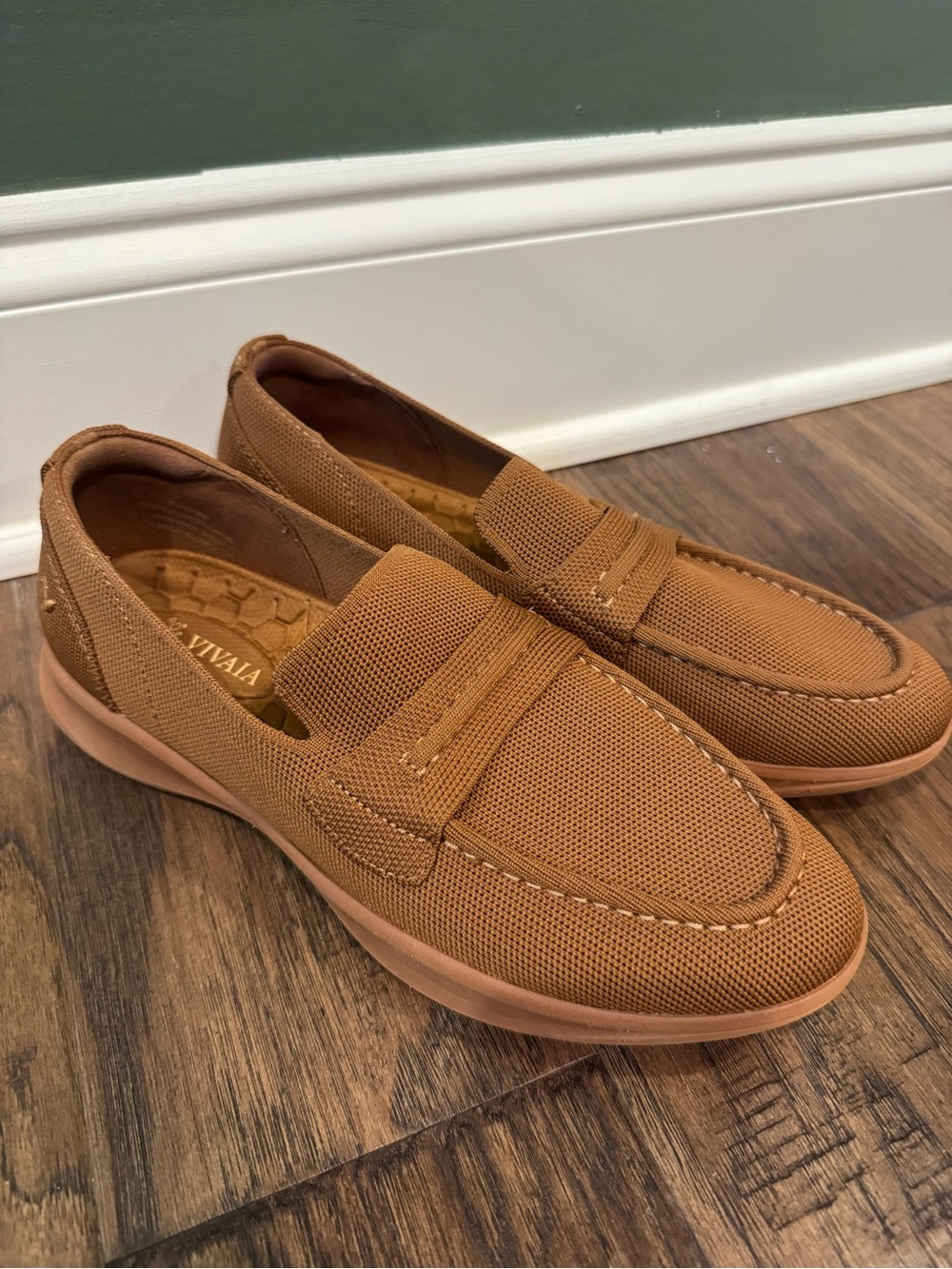 Vivaia Women's Knit Penny Loafers in Tan